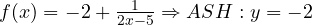 f(x)=-2+\frac{1}{2x-5}\Rightarrow ASH: y=-2